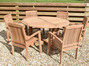 6 seater teak outdoor dining set, perfectly suited to commercial use.