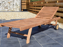 Load image into Gallery viewer, solid teak garden sun lounger with 5 reclining positions