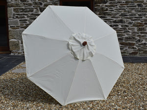 2m Octagonal parasol with wooden frame and natural ecru colour canopy; optional extra.