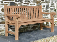 Load image into Gallery viewer, 3 steater solid teak chunky big classic outdoor garden seat