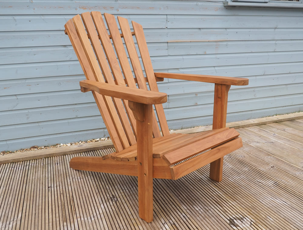 Patio Furniture's Classic, solid teak, Adirondack style lounger chair