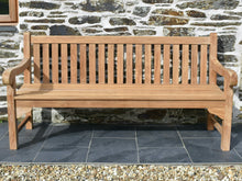 Load image into Gallery viewer, Traditional commercial grade teak large garden seat 180cm/6ft, front view