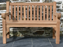 Load image into Gallery viewer, Patio Furniture’s Classic Solid Teak commercial garden bench 120cm/4ft, front view