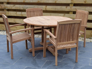 4 seater outdoor dining set with armchairs, suitable for commercial use